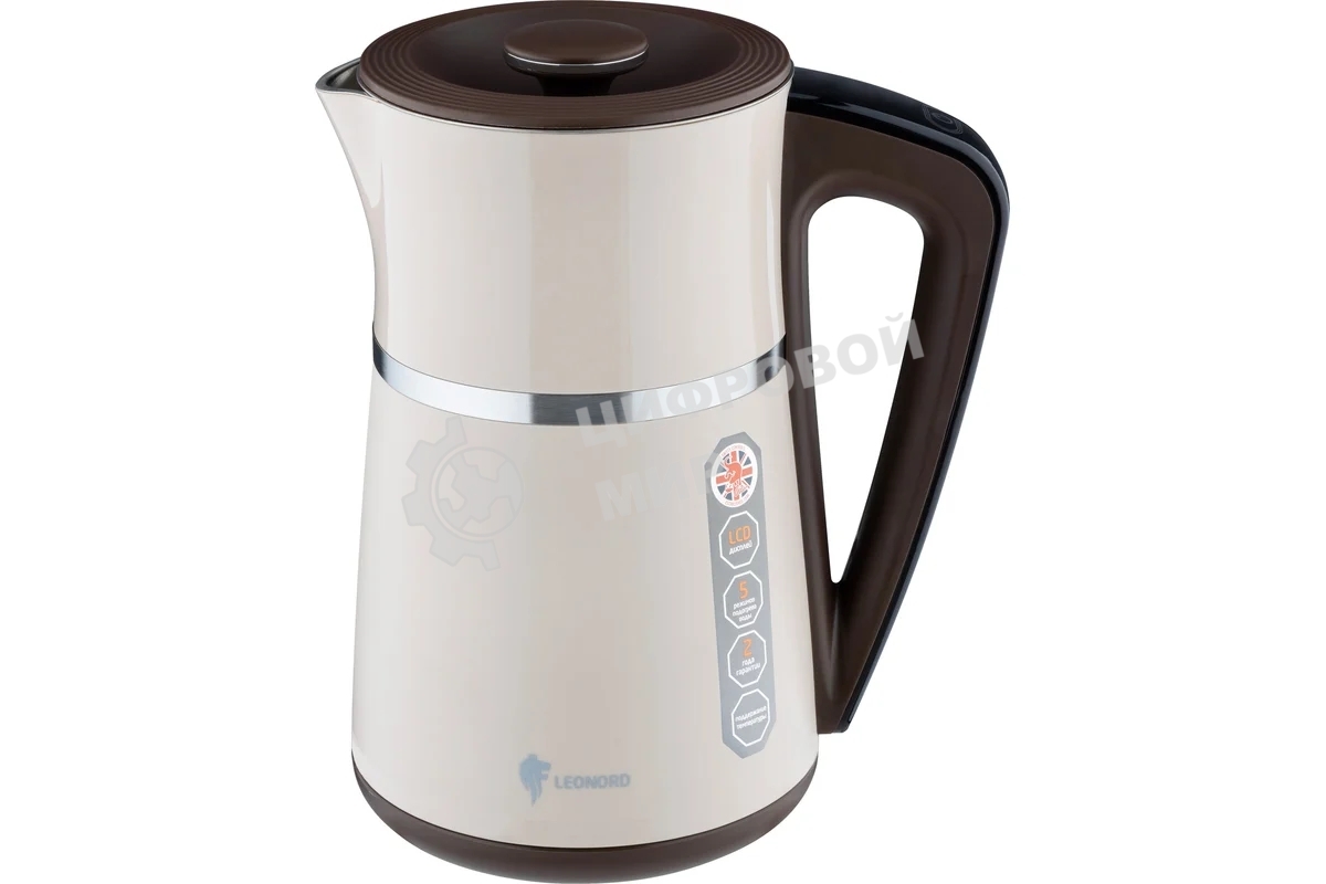 Чайник электрический LEONORD LE-1512 1.7 л, 2200 Вт, бежевый