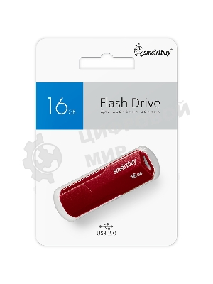 Флешка USB SmartBuy CLUE Burgundy (SB16GbCLU-BG), 16Gb, USB 2.0, R/W 20/10, красный