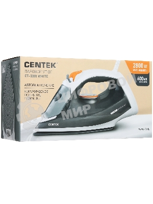 Утюг Centek CT-3301 белый/серый, 2800 Вт, 50 г/мин, 190 г/мин, 600 мл