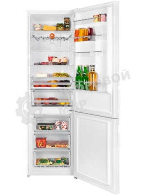 Холодильник Maunfeld MFF200NFWE белый, двухкамерный 271/106л морозилка снизу, No Frost