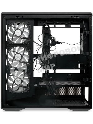 Компьютерный корпус без блока питания HSPD F711-TGbK-ARGB, Panoramic Full Tower, черный, TG, 0.7 SPCC, 4x120мм ARGB ATX, mATX, mITX 190/420/280мм 2x2.5