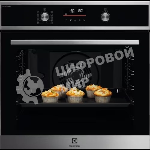 Духовой шкаф электрический Electrolux с конвекцией, приготовление на пару, объем 72 л, 10 режимов, автопрограммы, очистка пиролитическая, 3 стекла в дверце, направляющие проволочные + телескопические (1 уровень)