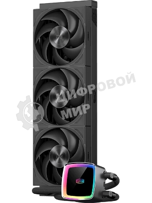 Система охлаждения Water Cooling System PCCooler DE360 MAX BK (300W, 360мм, Black, ARGB Pump, Fans: 3x120мм, 66CFM, 34.3dBA, 2200RPM/Pump height 54мм, 15dBA, 2600RPM, Rad thickness 27мм/S: 1851, 1700, 1200, 115X, AM5, AM4, AM3)