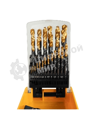 Набор сверл по металлу Denzel 1-13 мм, HSS-Tin, Golden Tip, 25 шт