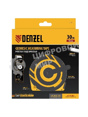 Рулетка геодезическая Denzel 30 м х 15 мм, закрытый корпус, фиберглассовая лента