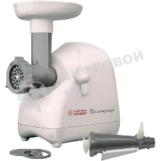 Мясорубка электрическая Белвар КЭМ-П2У-302-10 белый, 1500 Вт, 0.4 кг/мин, реверс, защита от перегрузки, насадки - 5