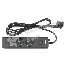 Бытовой удлинитель PowerCube, 2 р с/з вык.,3USB, 3500 Вт, 16А, 1.9 м, 3x1,0 черный PC-5B-2M