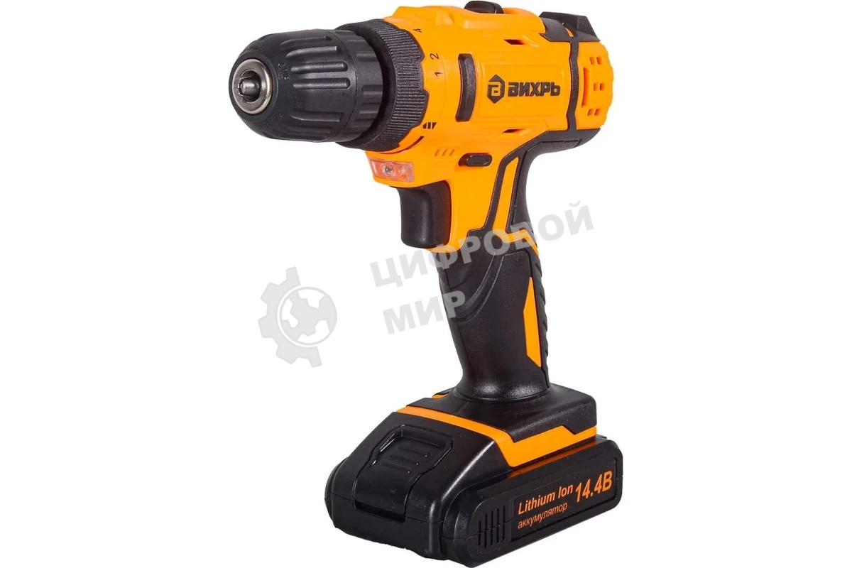Дрель-шуруповерт Вихрь ДА-14,4Л-2К, 14,4 В, 2 Ач, 30 Нм, щеточный