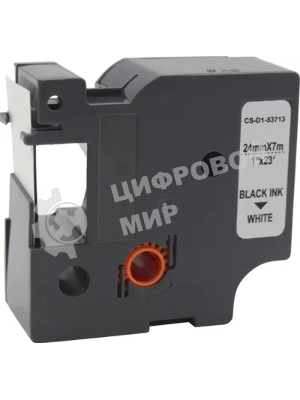 Картридж ленточный Cactus CS-D1-53713 24мм, черный шрифт, белый фон, 7м для DYMO Rhino Pro 6000, LM 500TS