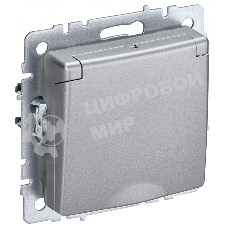 Розетка 1-местная IEK BRITE РСбш10-3-БрА (BR-R16-16-K47) с заземлением, с защитными шторками и крышкой, 16А IP20, алюминий