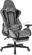 Кресло Бюрократ Zombie Drift/F серый/черный, экокожа, 120 кг, механизм качания, подставка для ног
