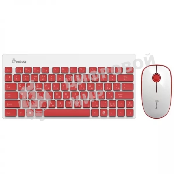 Комплект клавиатура+мышь Smartbuy 220349AG беспроводной, USB, 1600 DPI, белый/красный