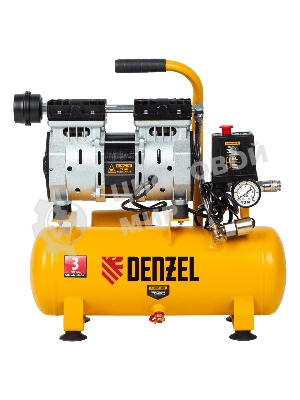 Компрессор Denzel DLS650/10 безмаслянный малошумный 650 Вт, 120 л/мин,ресивер 10 л