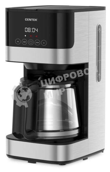 Кофеварка капельная Centek CT-1150 черный/сталь, исп. кофе - молотый, 1.5 л, 1000 Вт.