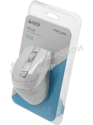 Мышь беспроводная A4Tech Fstyler FG35 серебристый/белый, 2000 dpi, радиоканал, USB, кнопки - 6