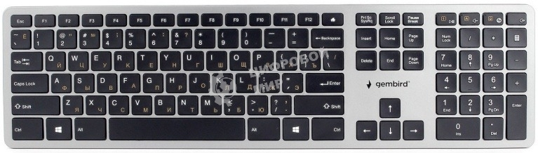 Клавиатура беспроводная Gembird KBW-3, USB, серебристый/черный