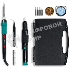 Мини-паяльная станция KRAFTOOL KS-15, 14-в-1, 90 - 480°C, 135 Вт, цифровая в кейсе (55346)