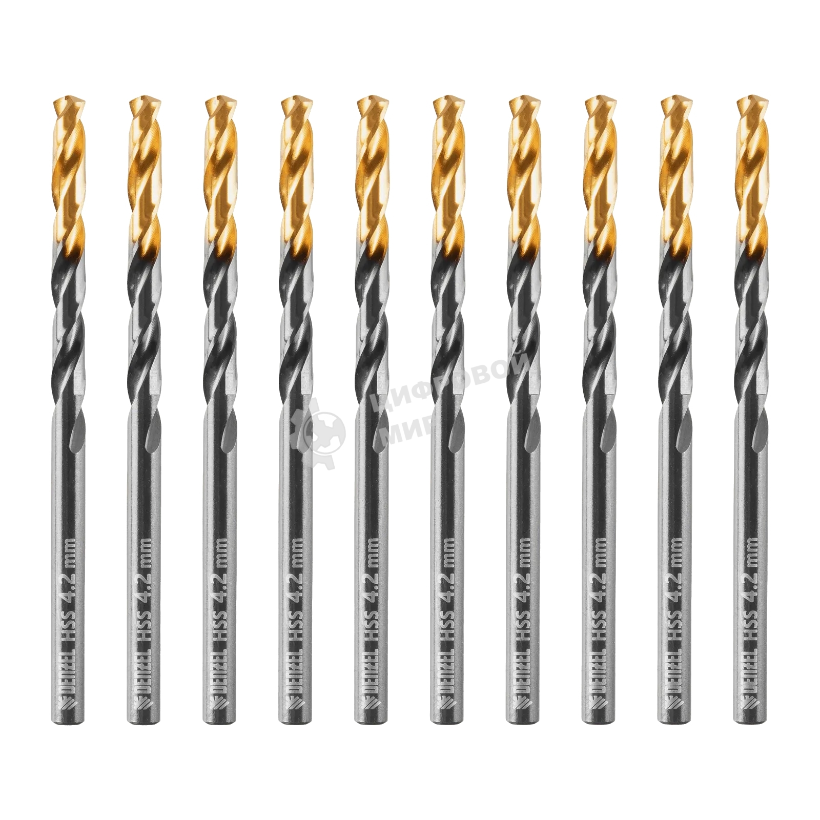 Сверло по металлу Denzel 4,2 мм, HSS-Tin, Golden Tip, 10 шт.