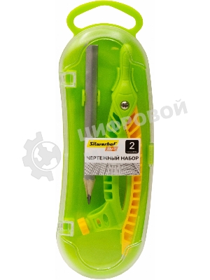 Готовальня Silwerhof Daily, корпус зеленый, пластик, 12 см с гнездом для карандаша, в комплекте: карандаш