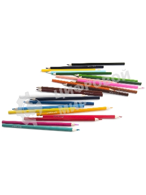 Карандаши цветные Silwerhof Eco 2.65мм, шестигранный профиль, дерево, ассорти, 24 цвета, коробка с европодвесом