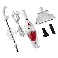 Пылесос вертикальный Domfy DSC-VC301 белый/красный, питание от сети, 120 Вт, уборка сухая, пылесборник 1.2 л