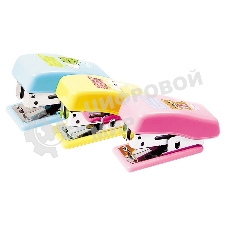 Степлер ручной Deli E0303 Jungle Buddies 24/6 26/6 (12 листов), ассорти, 40 скоб, коробка