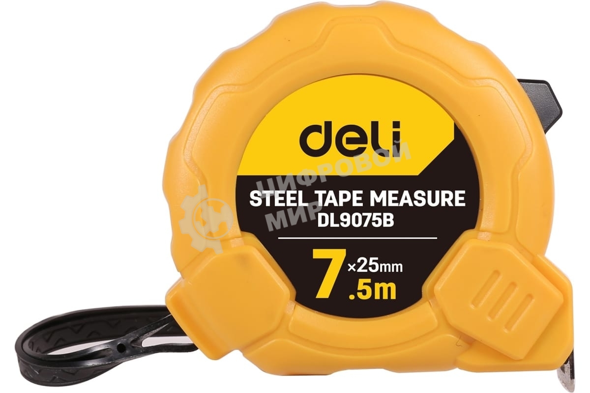 Рулетка Deli DL9075B 7,5мx25мм Метрическая. Корпус ударопрочный.