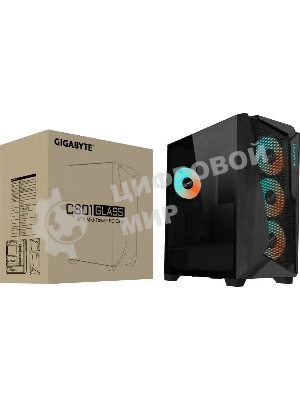Компьютерный корпус Gigabyte C301G черный без БП ATX 4x120мм 4x140мм 2xUSB 3.0 audio bott PSU