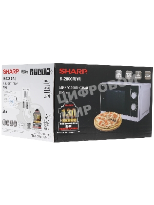Микроволновая печь Sharp R-2000RW белый, 20 л, 800 Вт, переключатели - поворотный механизм