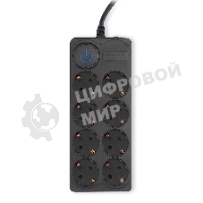 Сетевой фильтр Ippon BK-8-EU-3-10-B 3 м, 8 розеток, черный, коробка