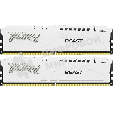 Оперативная память Kingston Fury Beast, DDR5, 64Gb (2x32Gb), 5600MHz, CL40, DIMM, с радиатором, белый