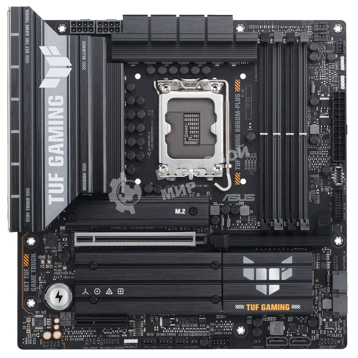 Материнская плата ASUS TUF GAMING B860M-PLUS, LGA 1851, Intel B860, 4xDDR5, 4xSATA, 3xM.2, 1xPCIe 5.0 x16, 1xPCIe x4, 1xUSB-C, 4xUSB-A 3.2 Gen 1, 2xUSB-A 3.2 Gen 2, 1xHDMI, 1xDP, 1x2.5Gb LAN, 7.1, mATX