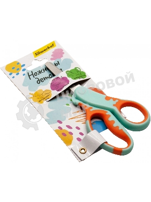 Ножницы Silwerhof детские 130мм ручки пластиковые асимметричные нержавеющая сталь бирюзовый/оранжевый