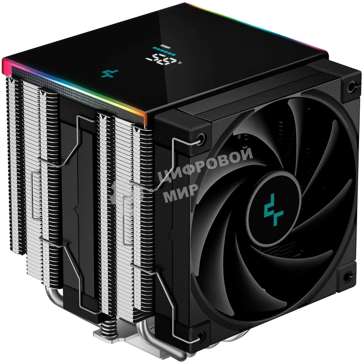 Кулер для процессора DEEPCOOL AK620 DIGITAL SE LGA20XX/1700/1200/115X/AM5/AM4 (9шт/кор, TDP 260W, PWM, DUAL Fan 120мм, 6 тепл. трубок, ARGb, черный) RET (R-AK620-BKADMN-GJD)