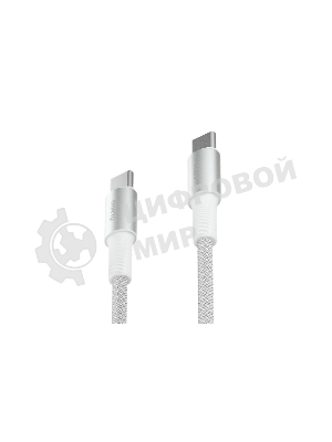 Кабель OLMIO MASTER, Type-C - Type-C, 60W 3A, 1.2м, тканевая оплетка, белый