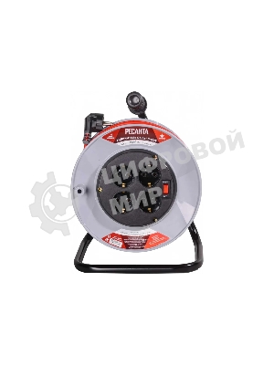 Удлинитель силовой Ресанта СУ-3х1,5-50/2 (61/118/12) 3x1.5кв.мм 4розет. 50м ПВС катушка красный