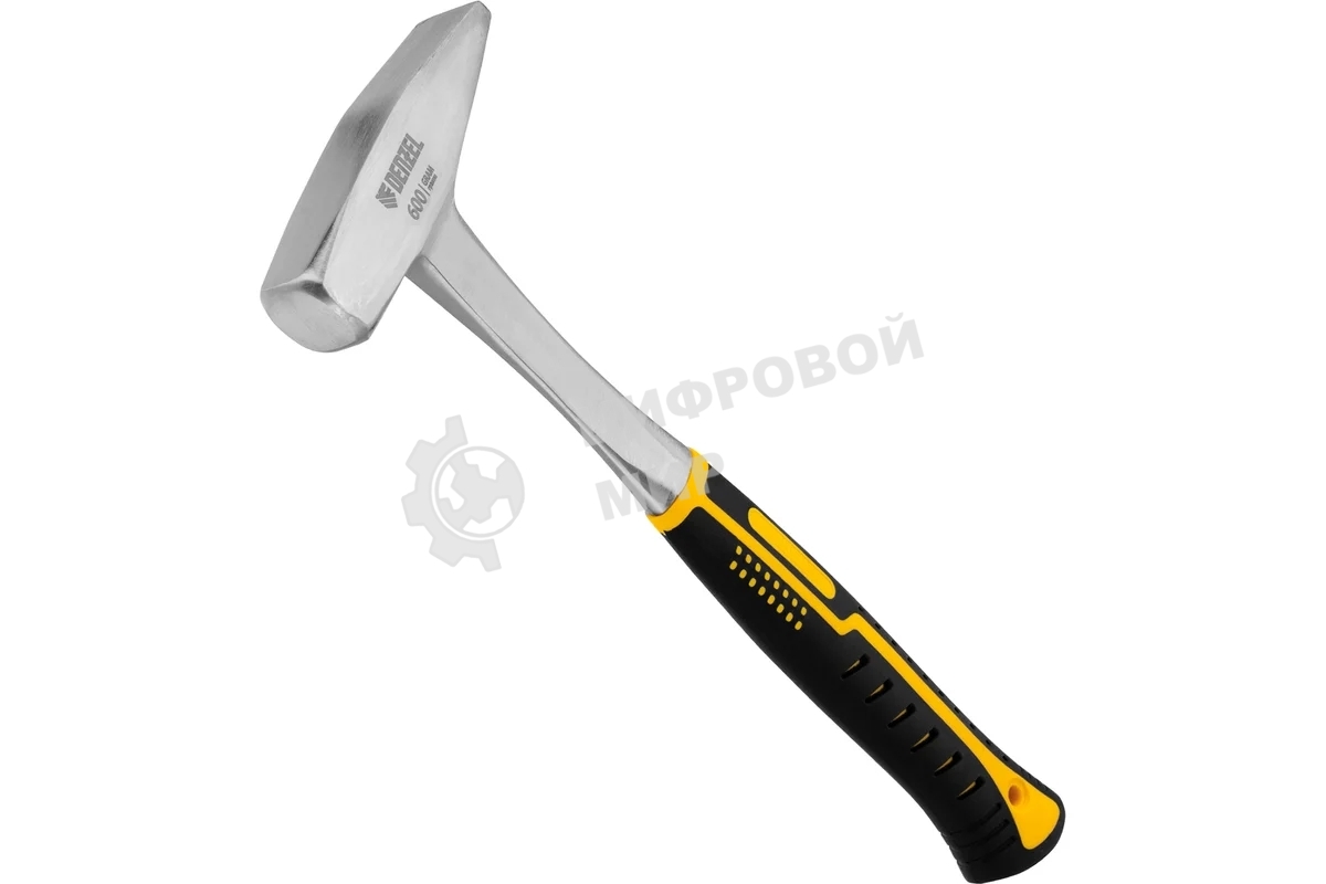 Молоток слесарный Denzel 600 г цельнометаллический, двухкомпонентная рукоятка