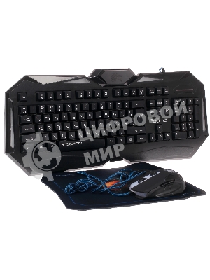 Комплект клавиатура+мышь Qumo Spirit of Wisdom проводной, USB, 2400 DPI, чёрный