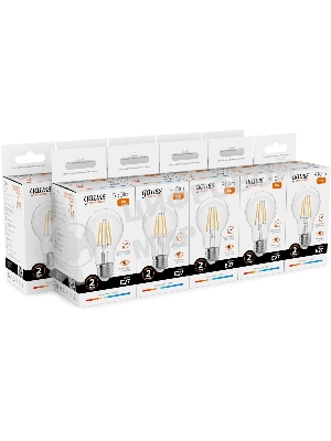 Лампа светодиодная филаментная Gauss Filament 7Вт цок.: E27 груша св. свеч. бел. теп. (упак.: 10 шт)