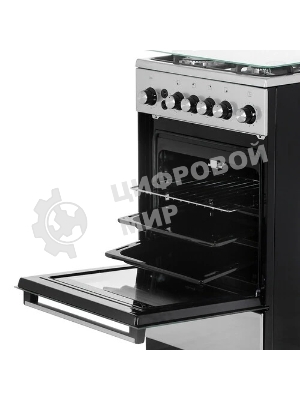 Плита газовая De Luxe 5040.40Г (кр) ЧР-010 серебристый, конфорок 4 шт, духовка 46 л, 50 см x 85 см x 50 см