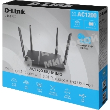 Роутер D-Link DIR-1260/RU/R1A, Wireless AC1200 2x2 MU-MIMO Dual-band Gigabit Router with 1 10/100/1000Base-T WAN port, 4 10/100/1000Base-T LAN ports and 1 USB port.802.11b/g/n/ac compatible, up to 300 Mbps