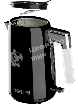 Чайник электрический Polaris PWK 1746CA Water Way Pro 1.7 л, 2200 Вт, черный (корпус: нержавеющая сталь)
