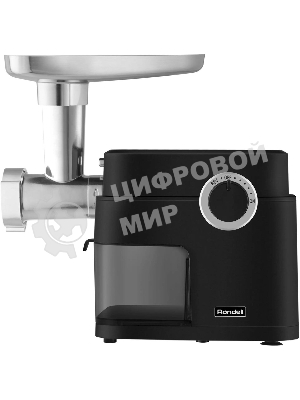 Мясорубка электрическая Rondell RDE-1453 черный, 2000 Вт, 1.8 кг/мин, реверс, защита от перегрузки, металлический лоток, насадки - 5