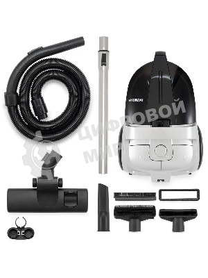 Пылесос Hyundai HYV-C2650 черный/серебристый, 380/2200 Вт, уборка сухая, пылесборник контейнер 3.5 л