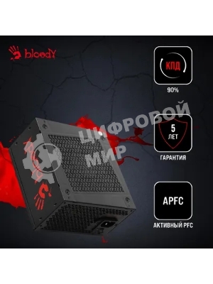 Блок питания Bloody BD-PS1000G, 1000Вт, 80 PLUS Gold, 140мм, модульный, черный