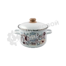 Кастрюля Appetite 1RD221М Roses с крышкой, эмалированная сталь, цилиндрическая 5,5 л