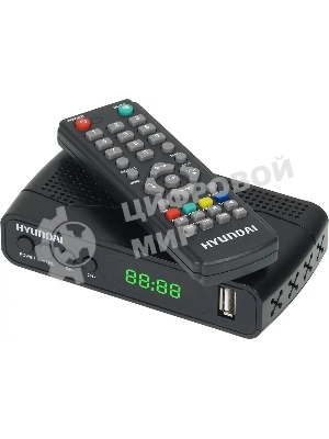 Приставка для цифрового ТВ Hyundai H-DVB500 черный, DVB-T2, DVB-T, DVB-C, HDMI, USB 2.0 х2