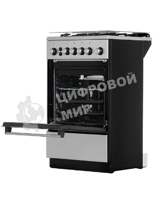 Плита газовая De Luxe 5040.40Г (кр) ЧР-010 серебристый, конфорок 4 шт, духовка 46 л, 50 см x 85 см x 50 см