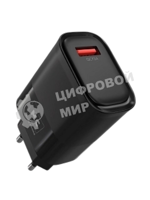 Сетевое зарядное устройство MORE CHOICE (4620202553393) NC09a 1USB 3.0A QC3.0 15W б, черный