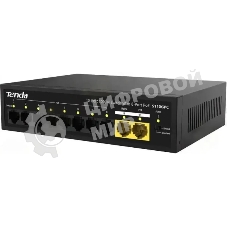 Коммутатор неуправляемый Tenda S110GPC PoE, 10 портов, 8x100 Мбит/с, 2х1 Гбит/с, PoE 8х30 Вт (до 80 Вт), настольный